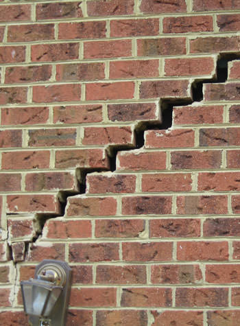 major cracking of a brick foundation wall in Sarsfield
