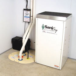 Sump pump system, dehumidifier, and basement wall panels installed during a sump pump installation in Rockland