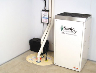 a complete basement waterproofing system installed in a Nepean home
