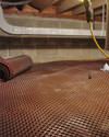 Crawl space drainage matting installed in a home in Manotick
