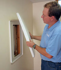 wall anchor covers installed in a foundation repair for a Cumberland home.