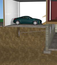 A street creep repair system implementing foundation wall anchors in a Embrun home.