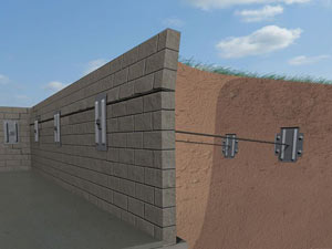 A graphic illustration of a foundation wall system installed in Embrun