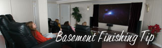 a waterproofed basement that has been finished into a family room in Kanata