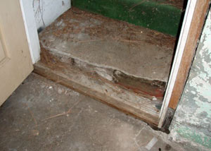 A flooded basement in Navah where water entered through the hatchway door