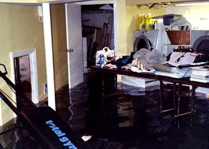 A laundry room flood in Rockland, with several feet of water flooded in.