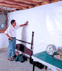 Plastic 20-mil vapor barrier for dirt basements, Renfrew, Ontario installation